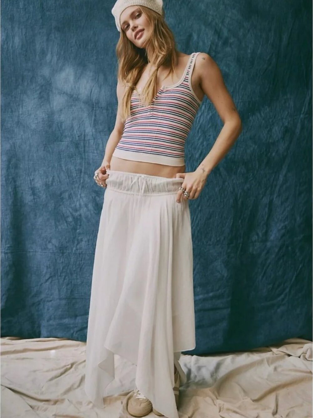 Free People Women's Kaia Solid Asymmetrical Skirt In Solid Ivory - Large  NWT